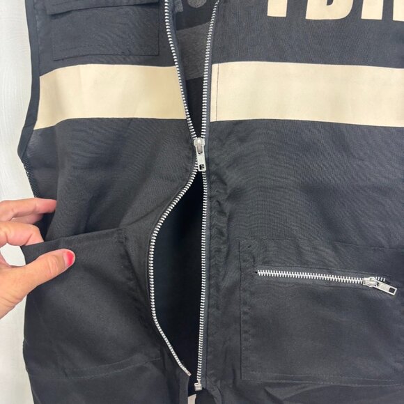 FBII Forensic Vest Adult Costume Crime Scene Black Zip Sleeveless Adult Standard - Picture 5 of 6